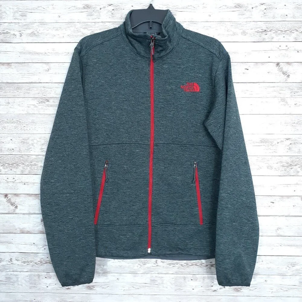 The North Face Mens Jacket S Windproof Water Repellent Gray Heather Red 280A